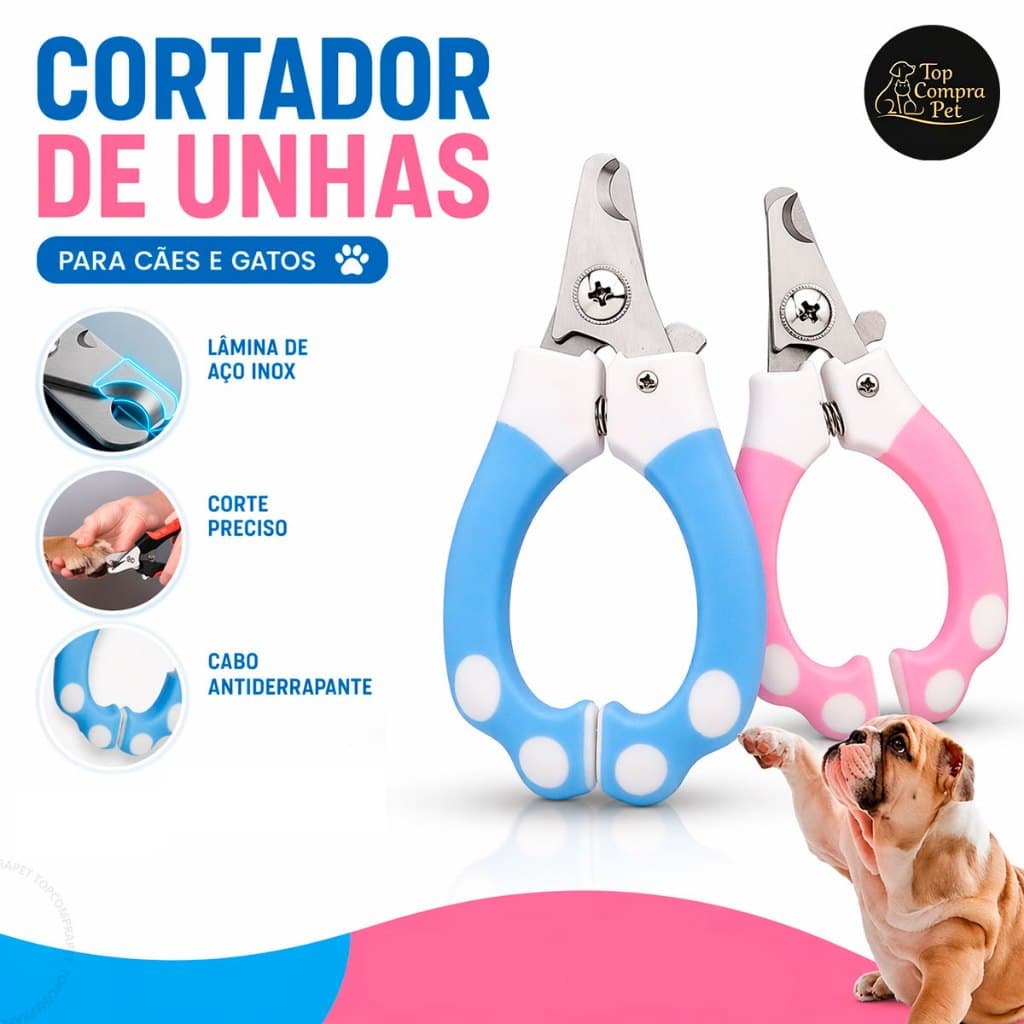 Alicate Cortador Unha Cães Gatos Profissional Trava Segurança Aço Inox Pet Resistente Ergonômico Top