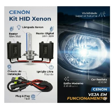 Kit Xenon H16  8000KLâmpada + Reatores Slim Alta Potência