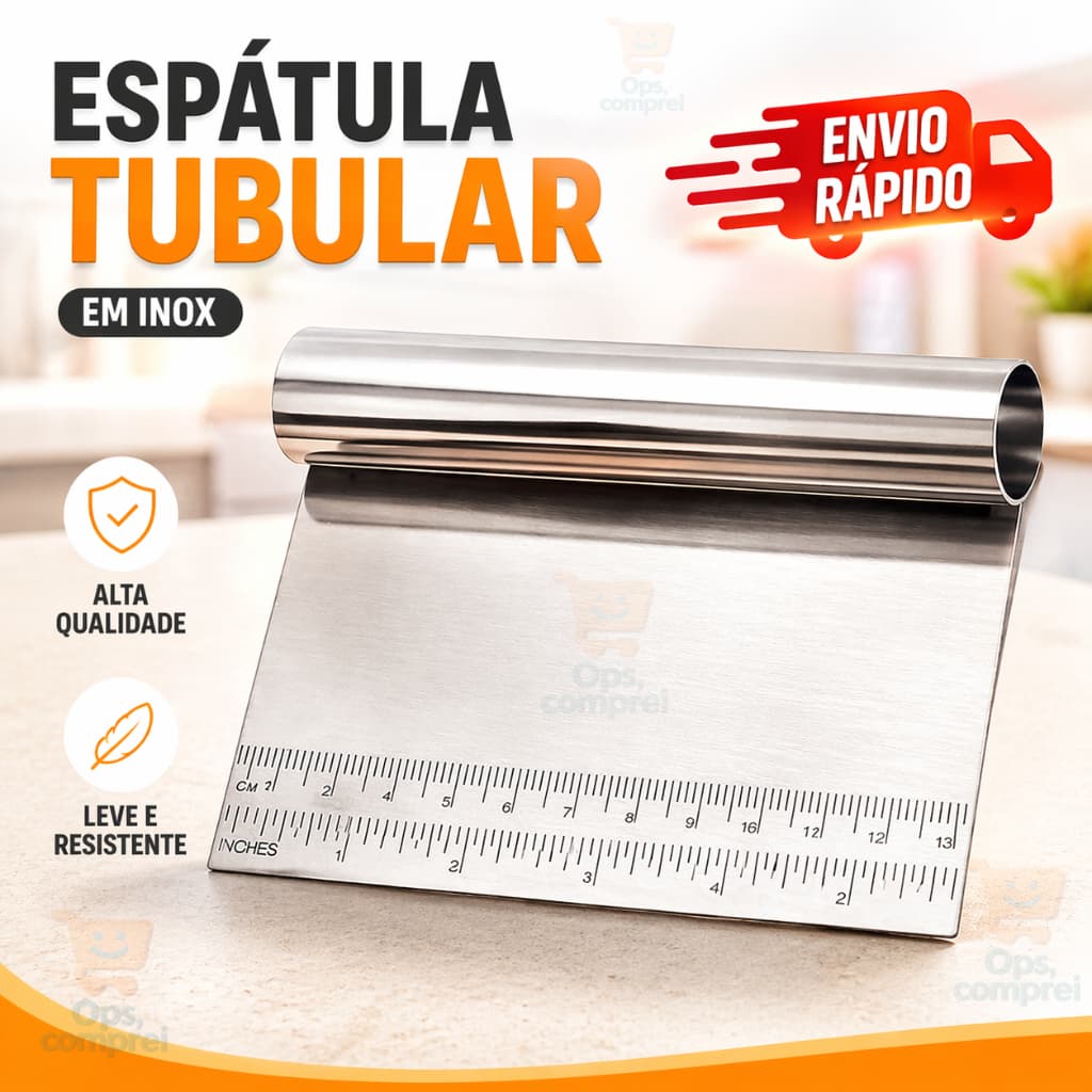 Espátula Tubular Inox Corta Massa Raspadora e Cortador Massas Bolo Cozinha Confeitaria