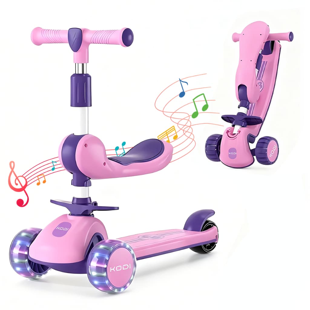 Patinete Infantil scooter dobrável com Led 3 rodas 2 em 1 até 60Kg Dream Light -P15