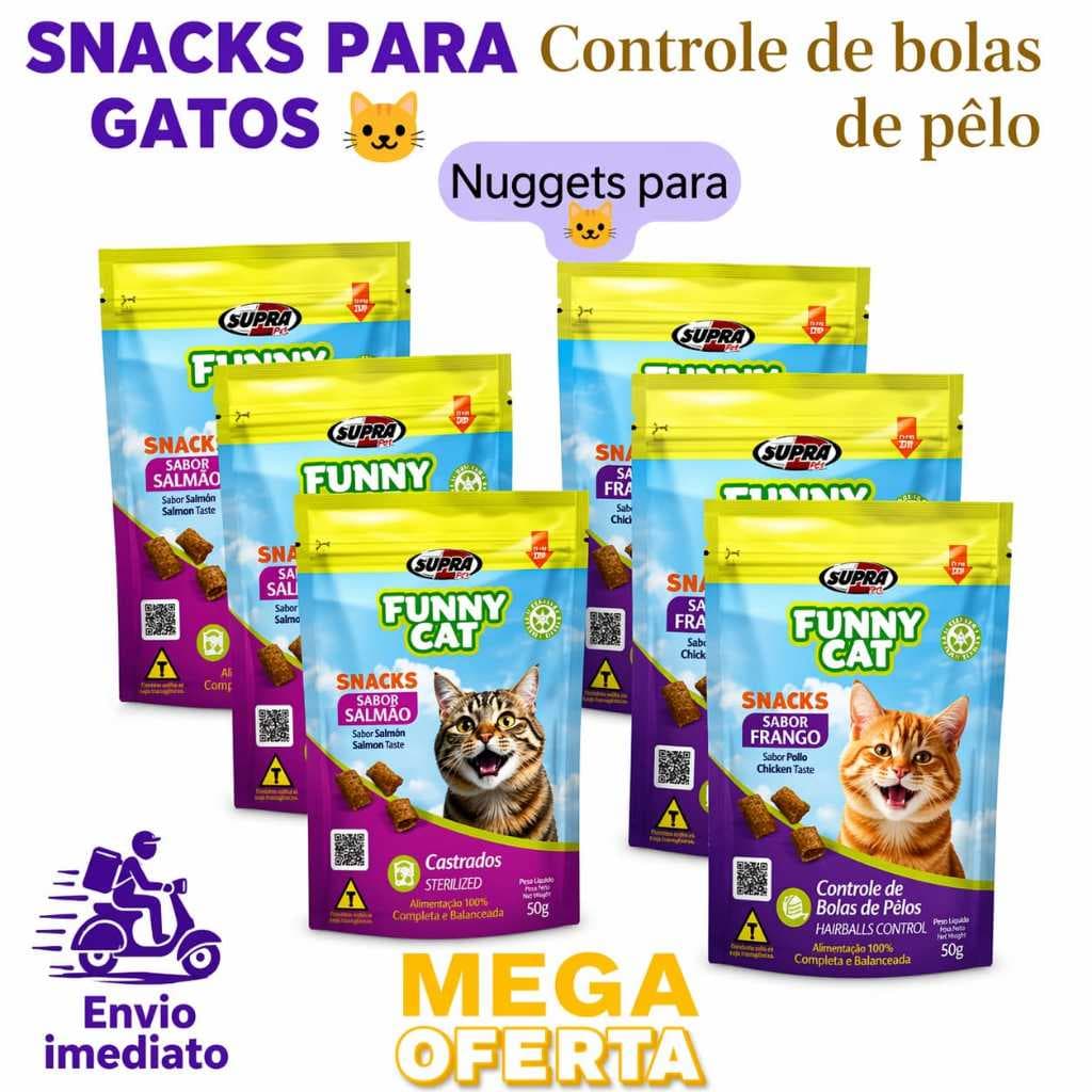 PETISCO SNACK'S NUGGETS PARA GATOS FUNNY CAT CONTROLE DE BOLAS DE PÊLOS PROMOÇÃO ENVIO IMEDIATO