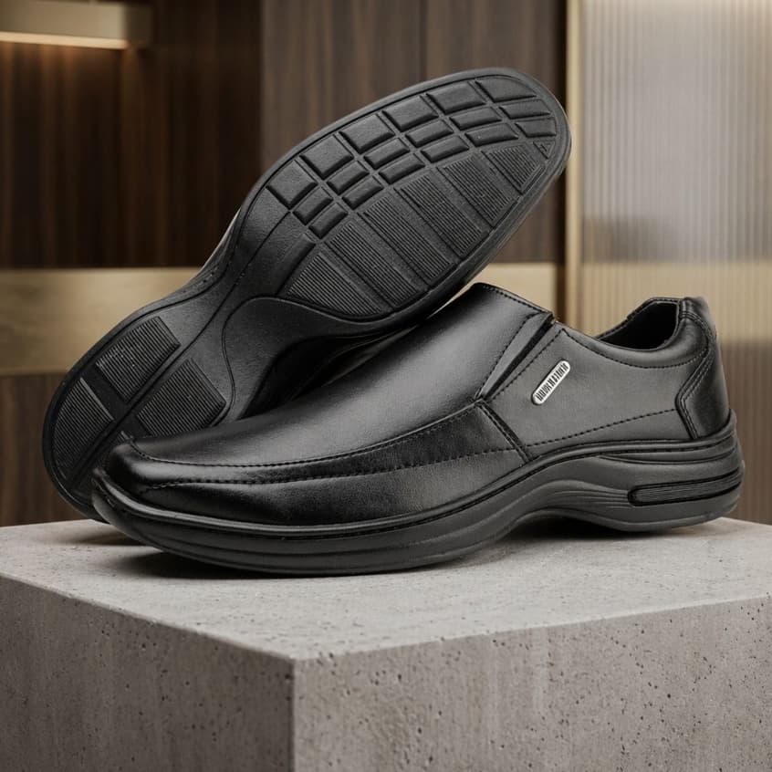 Sapato Social Masculino Preto Sintético Conforto Premium Solado Costurado Elegante Confortável +4.000 Vendidos
