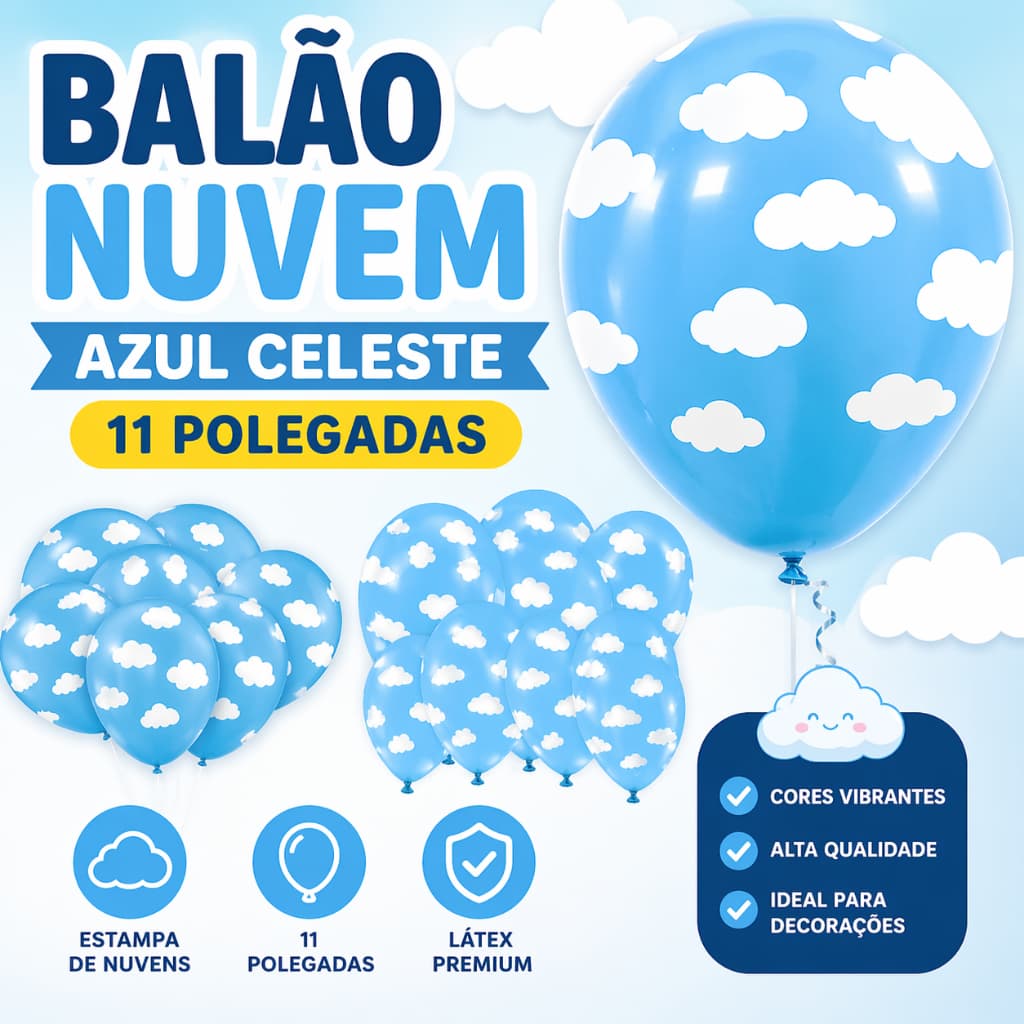 25 un Balão Nuvem Azul 11Pol Festa Infantil Decoração Céu Chá Revelação Aniversário Festa Decoração