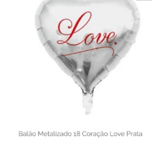 Balão Metalizado 18 Coração Love Prata