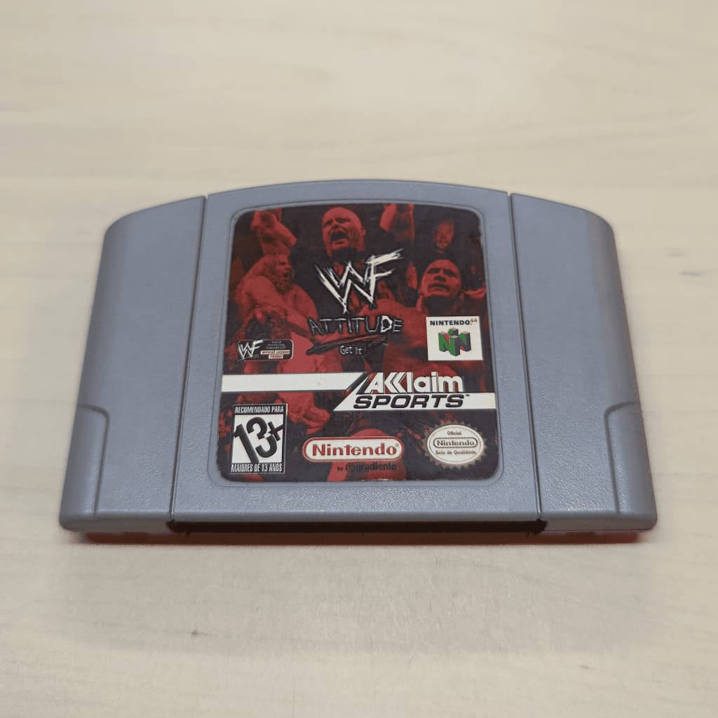 Jogo Wwf Attitude Nintendo 64 Original Nacional - Com Adesivos Blockbuster n64