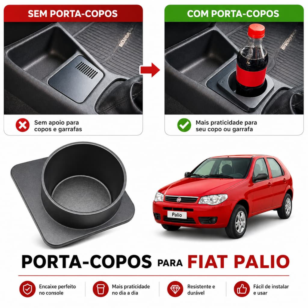 Porta copo para fiat palio Substitui o porta moedas original