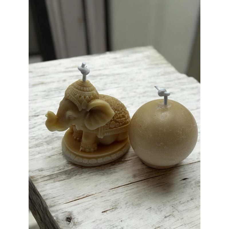 Kit Velas Decorativas Elefante da Sorte + Vela Esfera | Velas Aromáticas Artesanais | Presente Espiritual Prosperidade