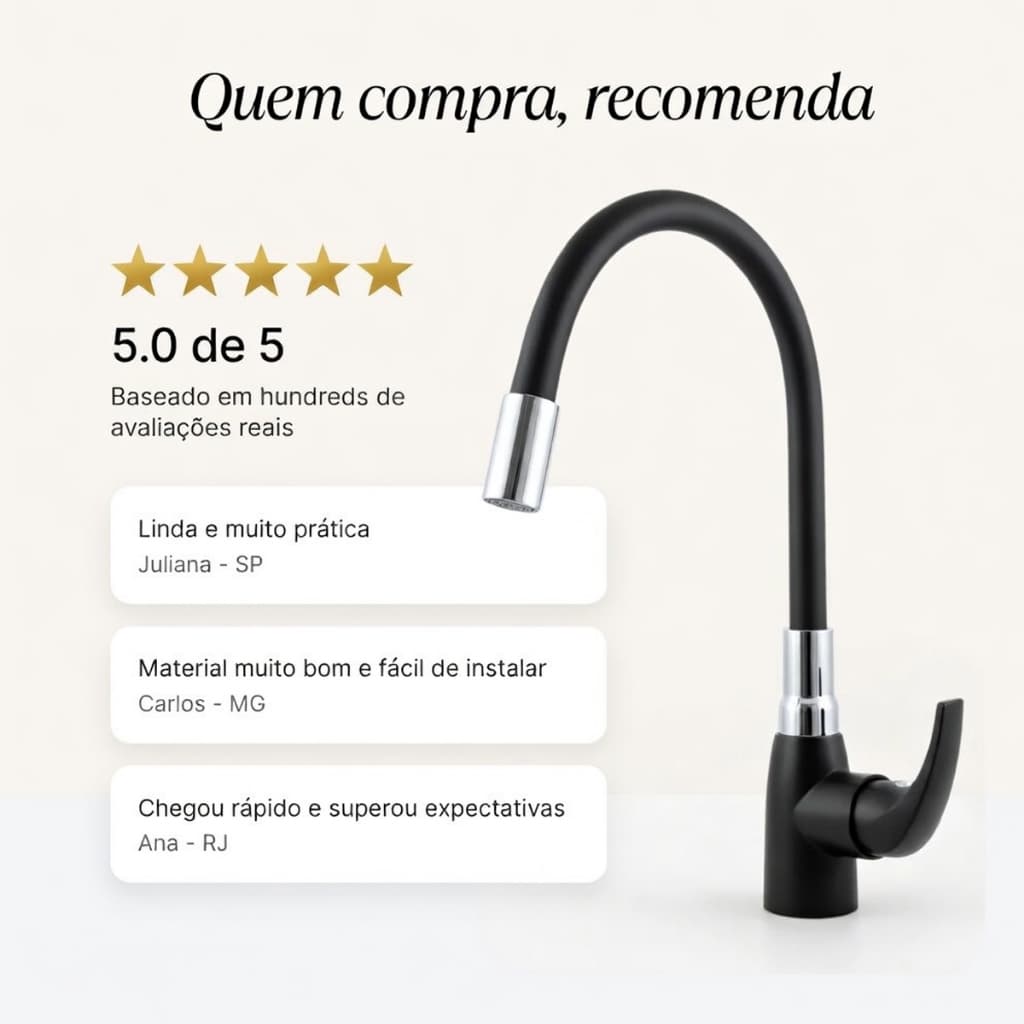 Torneira Flexivel para Cozinha Monocomando de Bancada Misturador Quente e Frio Aço Inox Gourmet