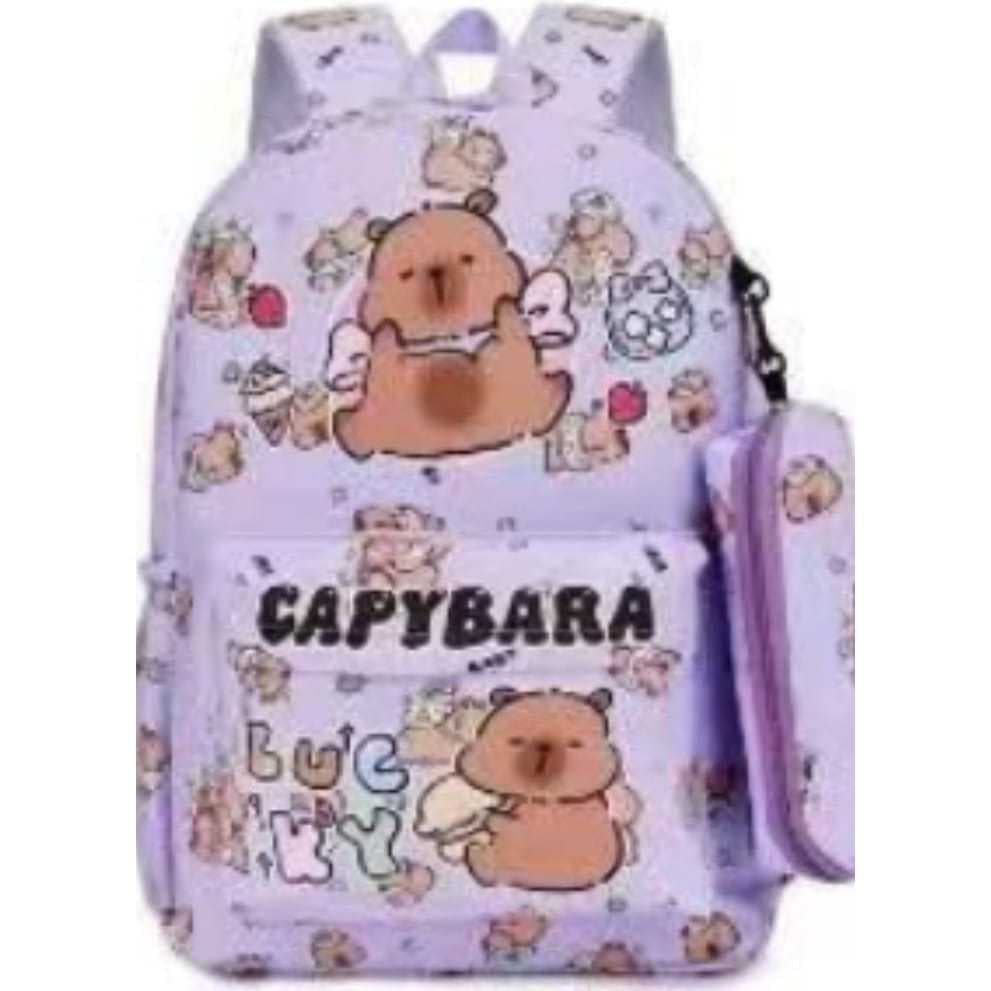 MOCHILA + ESTOJO ESCOLAR CAPIVARA HB666-36 GRANDE