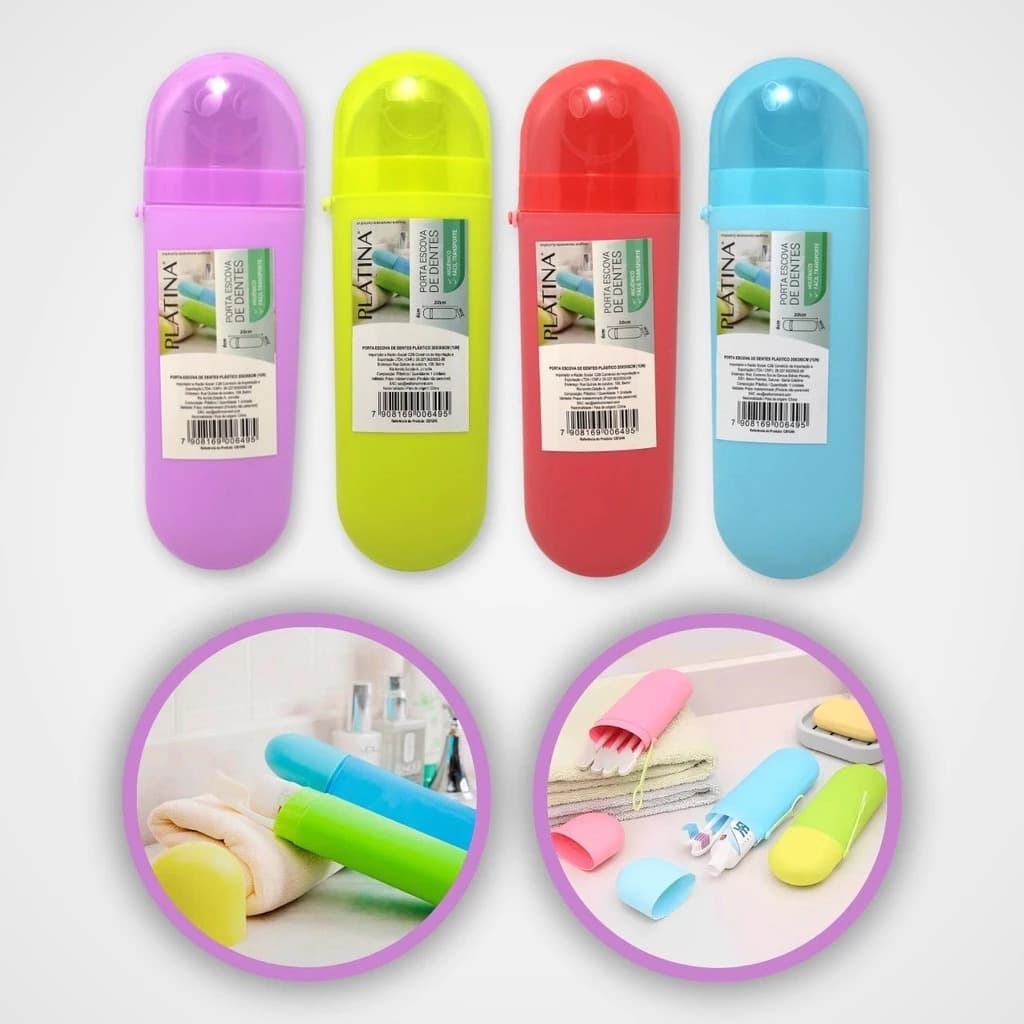 KIT 2 Estojo Porta Escova de Dente e Creme Dental Porta Objeto Lápis Portátil-1246