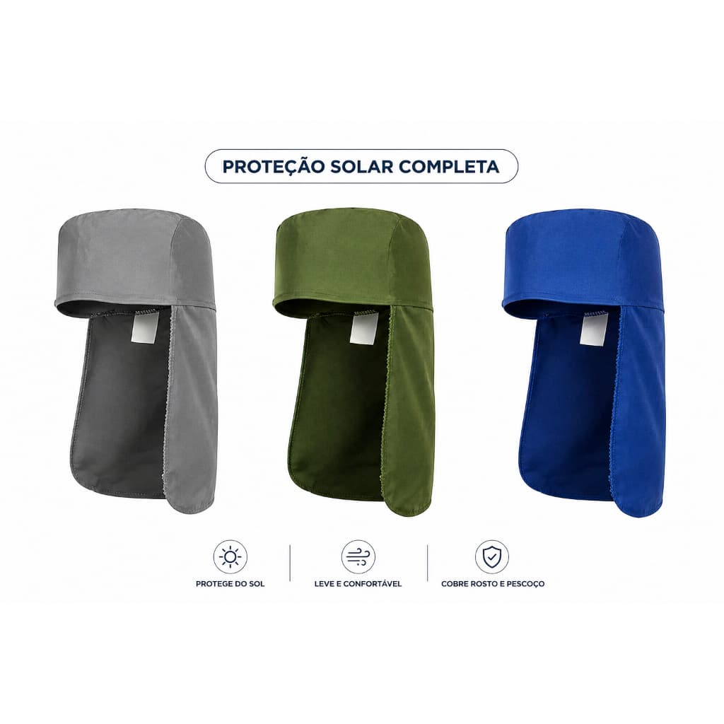 Touca Árabe Protetora Solar SEM Aba e Proteção de Pescoço – Ideal para Sol Forte, Pesca, Obra e Moto