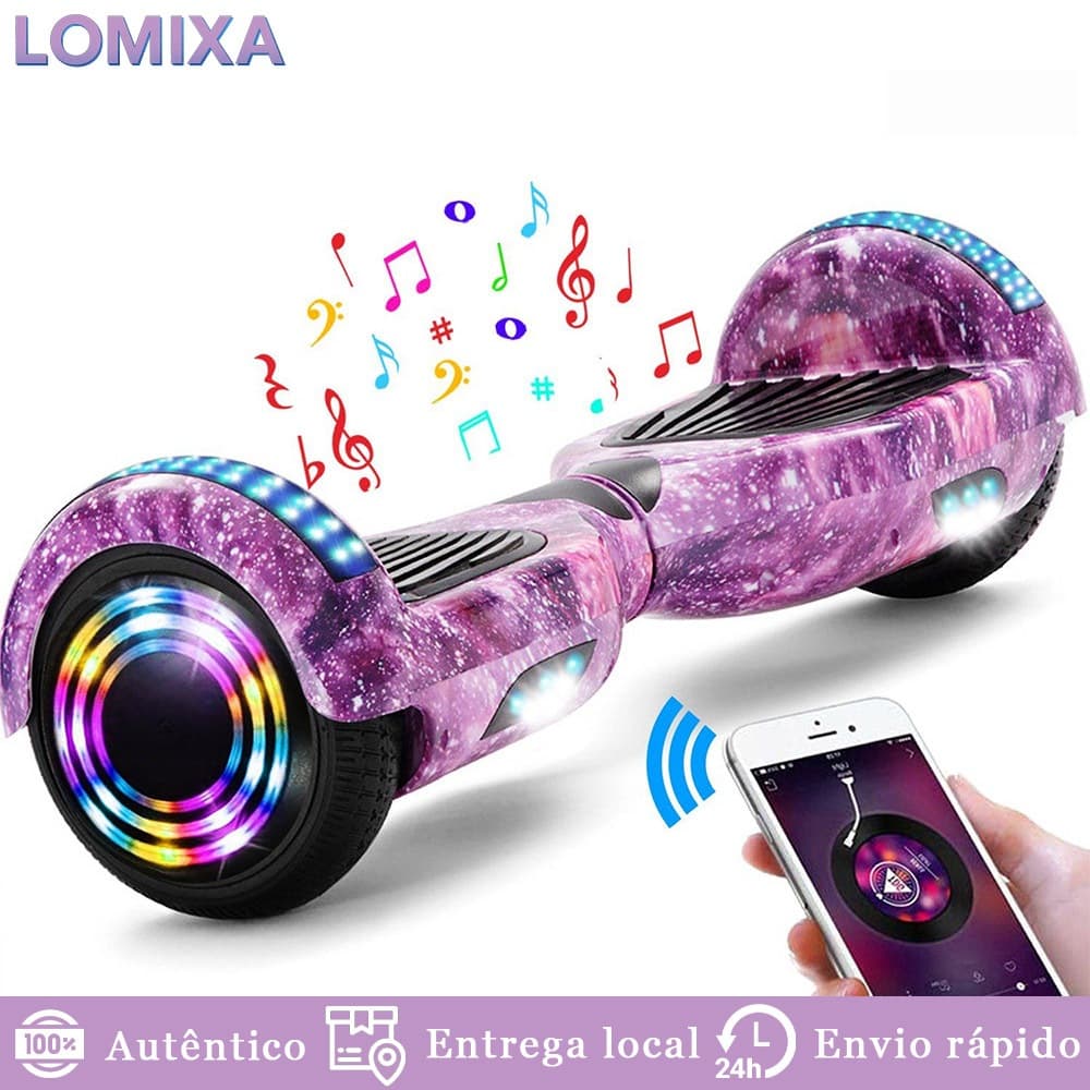 Hoverboard Infantil com Rodas de 6.5/8 Polegadas LED e Música Bluetooth para Crianças