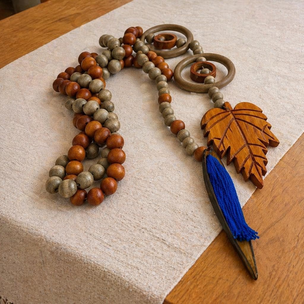 Colar de Mesa Enfeite Madeira Sala Decorativo Grande Natural Decoração Boho Folha Casa Cordão Elegante De Centro Adorno