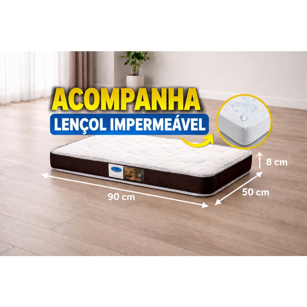 Colchão Pet 90x50x8cm Cama para Cachorro Confortável  Antialérgico Alta Qualidade-com capa impermeável
