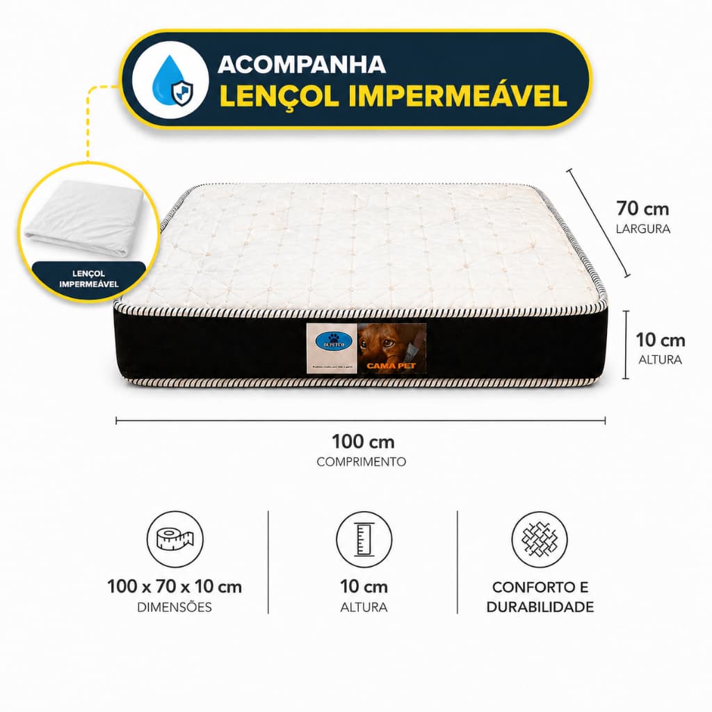 Colchão Cachorro TAMANHO G medida 100x70x10 Espuma Alta Densidade Cama Pet-com capa impermeavel