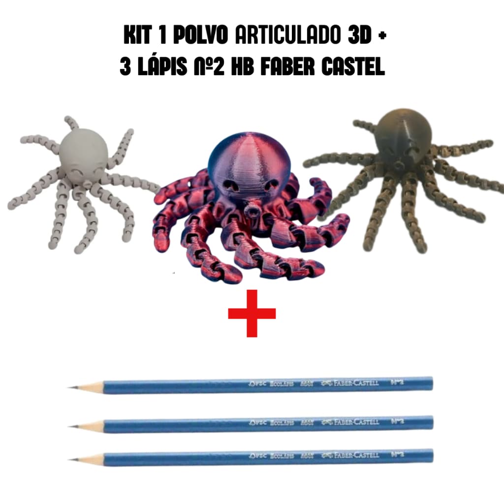 Polvo Articulado 3d Brinquedo Sensorial + 3 Lápis