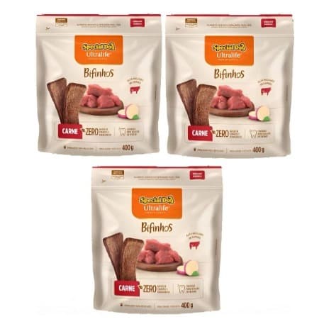 Kit Bifinhos Special Dog Ultralife Carne 3 Unidades de 400g Cada