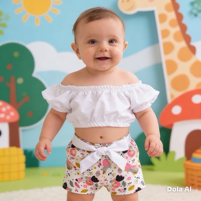 Conjunto Ciganinha para Bebê de Blusa e Shortinho