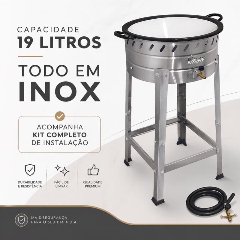 Fritador á Gás 19 Litros Fogão Pasteleiro Tacho N 22 Pastéis Salgados Promoção