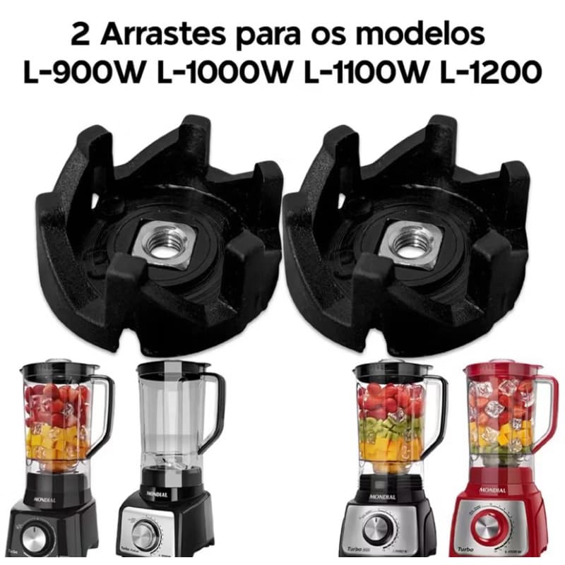 Arrastes Para Copo de Liquidificador Mondial Turbo L99 / L850 / L900 / L1000 / L1100 / L1200