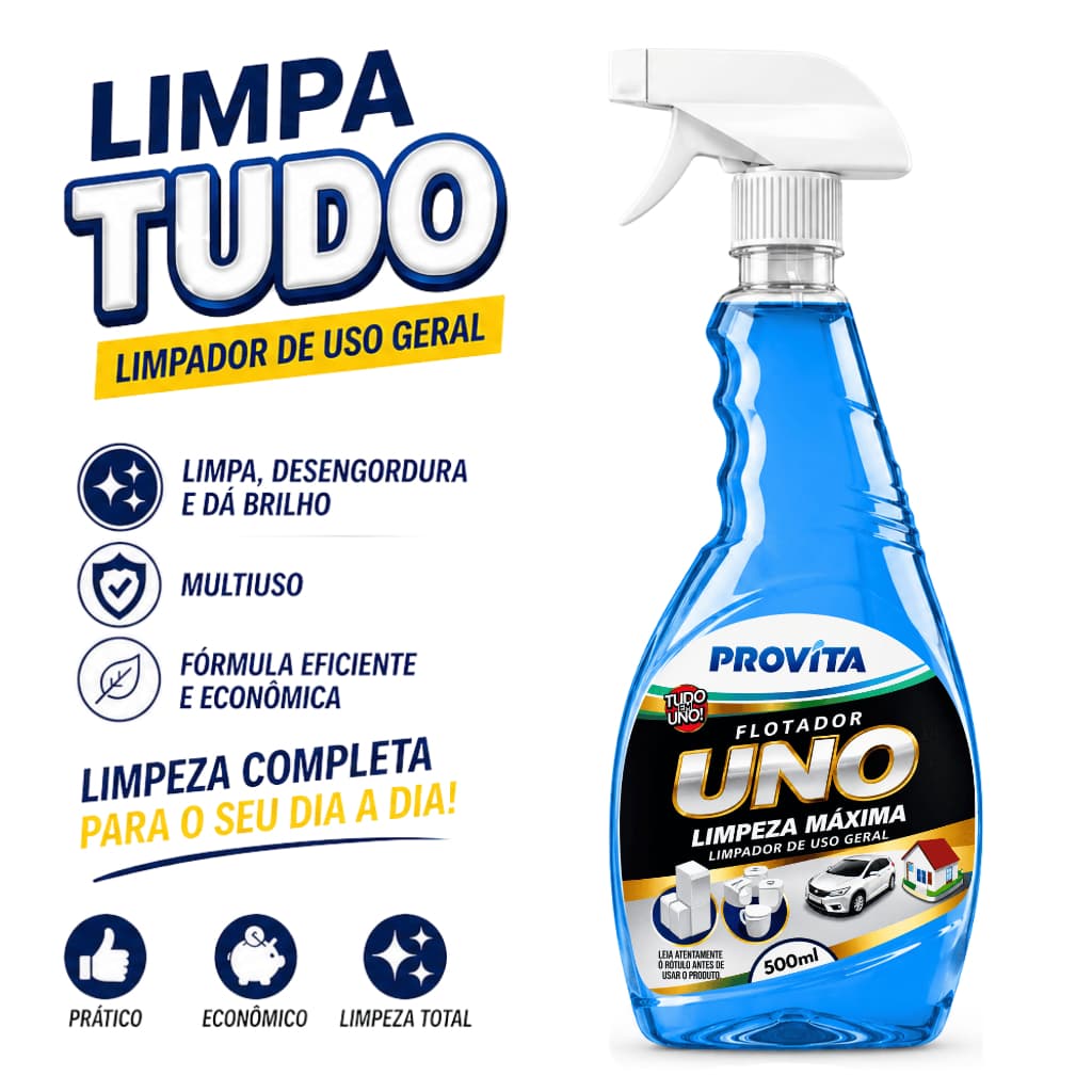 Uno Flotador 500ml Spray Multiuso Desengraxante Carpete Bolsa Tênis Piso Azulejo Cozinha Carro