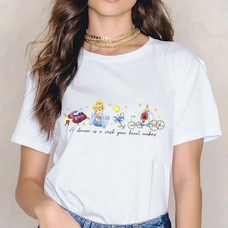 Camiseta Clássica Estampada Feminina Camisa Fashion Delicada Algodão Casual Confortável