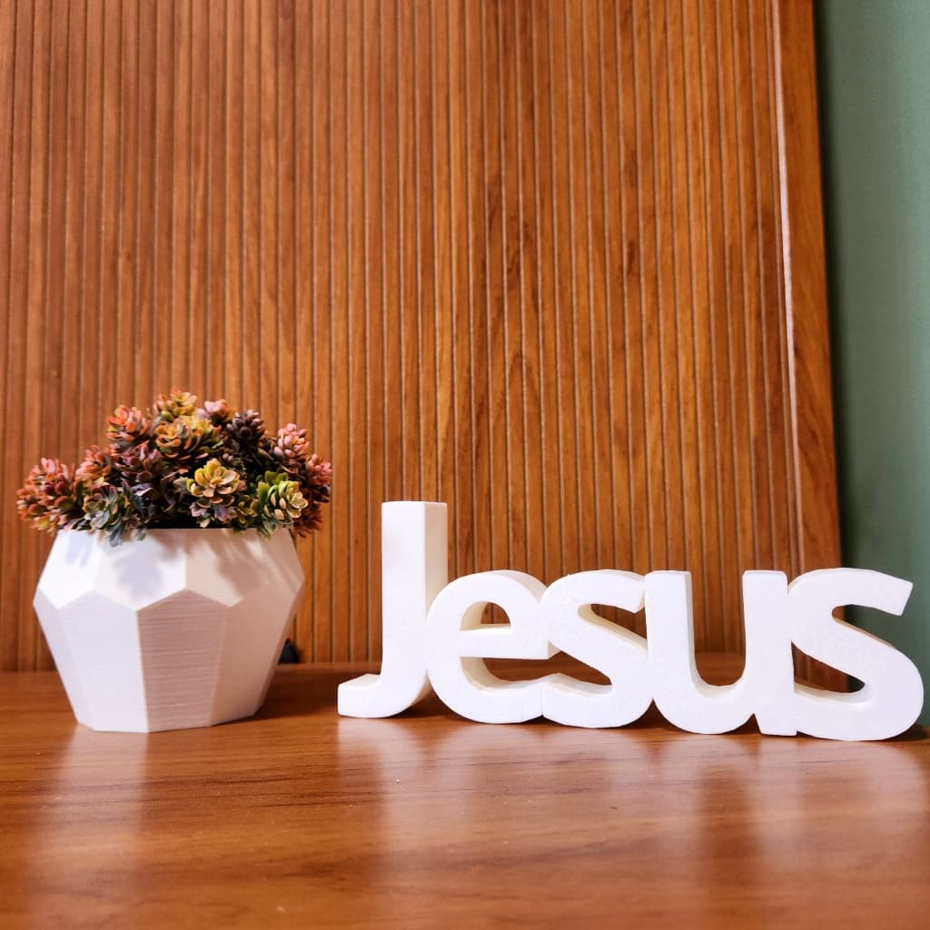 Enfeite Jesus com Vaso Minimalista Decoração para Sala Mesa ou Rack