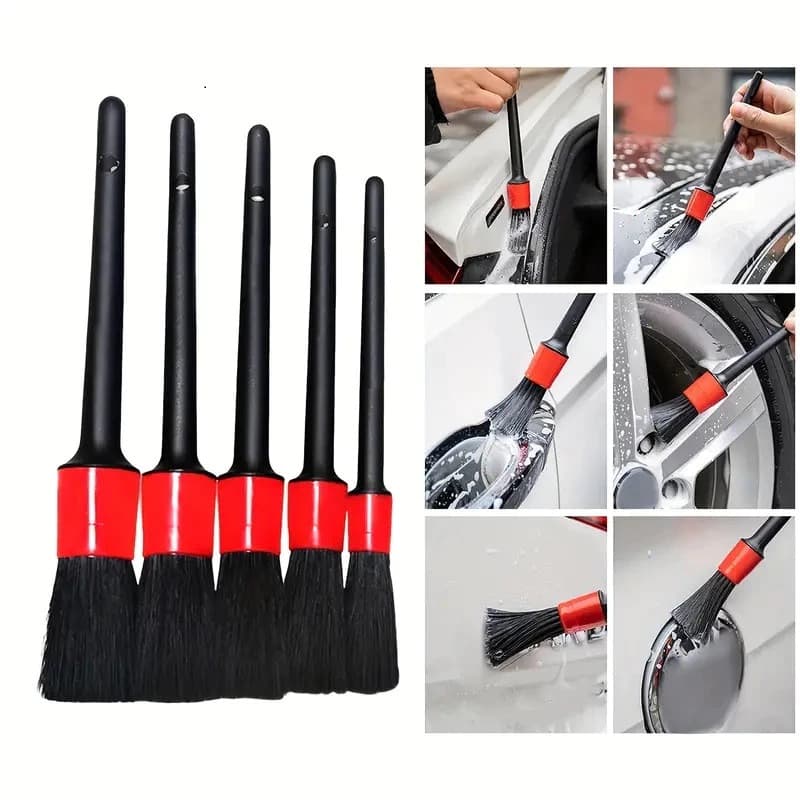 Pincel Profissional Detalhamento Externo Kit 5 Resistente Premium Carro Caminhão Moto