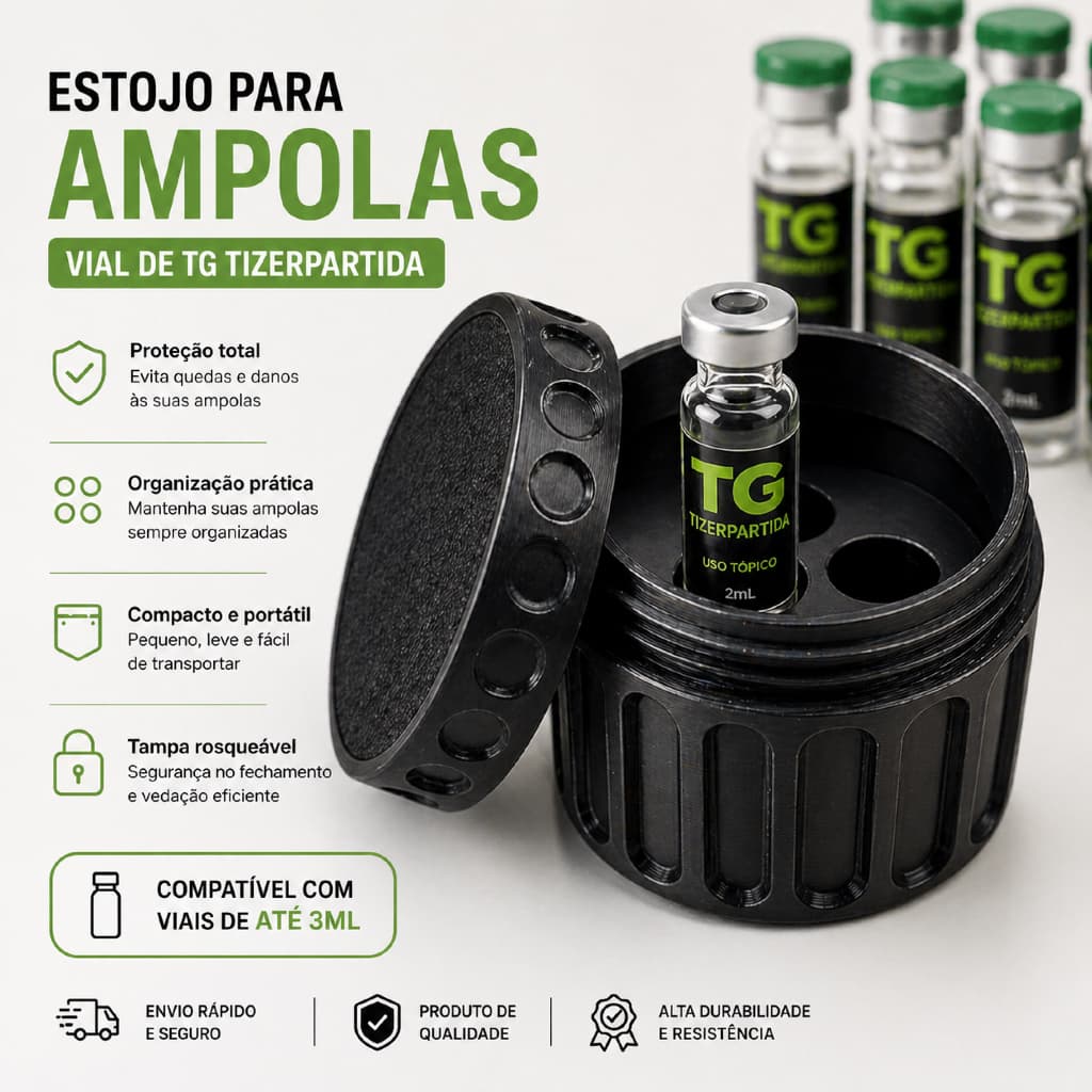 Case Porta Ampolas 3ml Tirzepatida Mounjaro Organizador Proteção Transporte Seguro Compacto