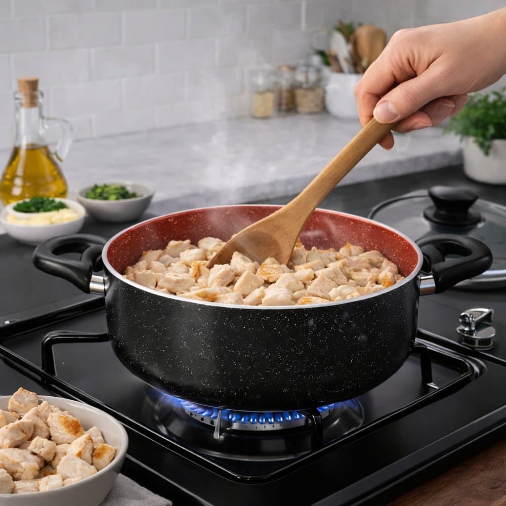 Caçarola Cerâmica 22cm com Tampa – Panela Antiaderente para Cozinhar