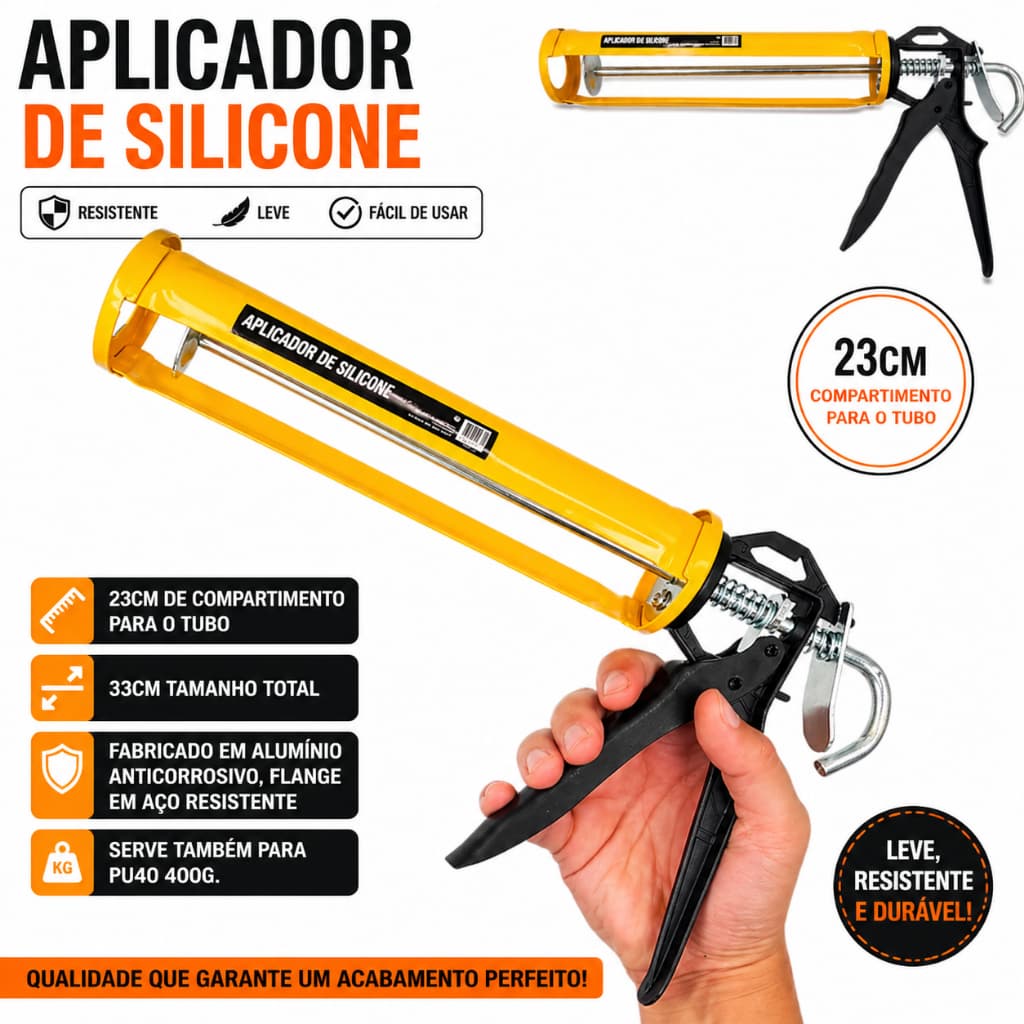 Pistola Aplicador Silicone Profissional Reforçada Alta Resistência