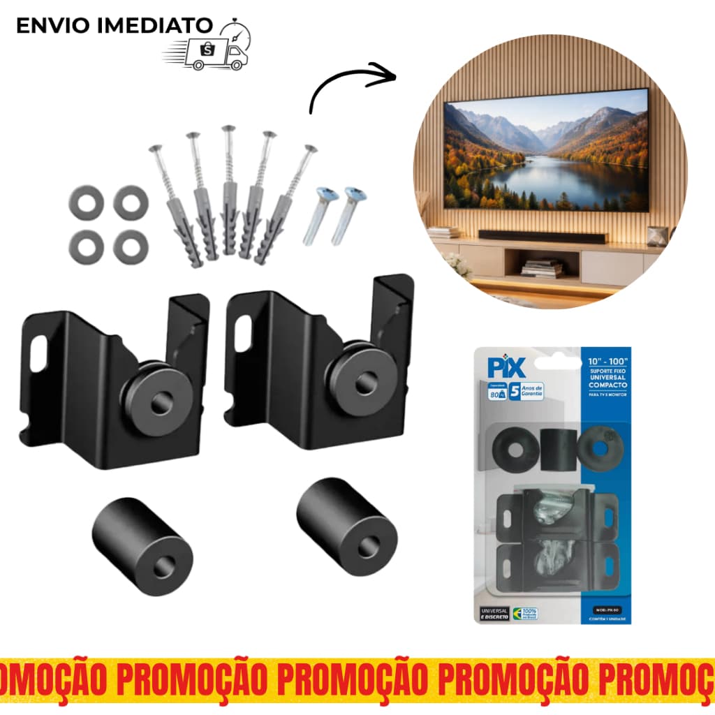 Suporte de TV Universal Fixo Led Lcd Smart 10 Até 100 Polegadas Monitor Parede Painel Promoção