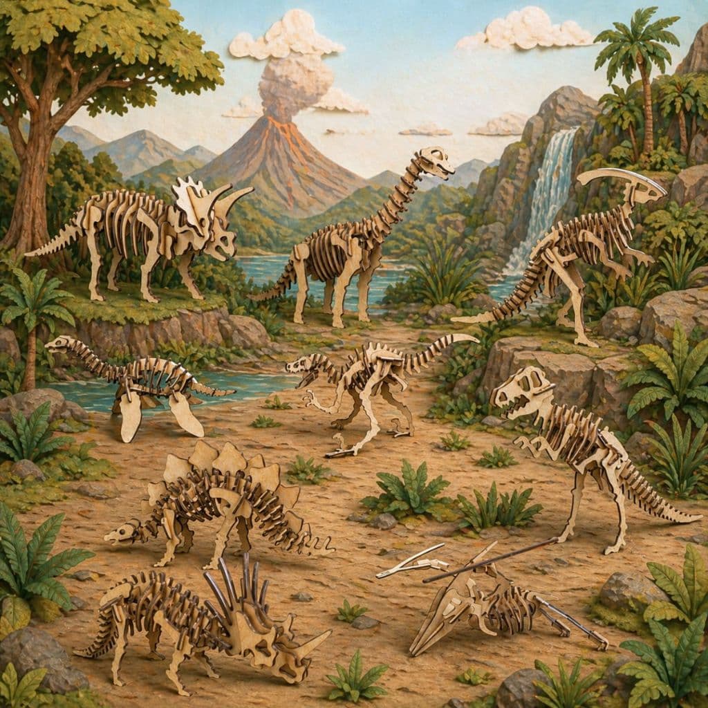 Coleção de Quebra Cabeça Dinossauro Diferentes Especies em Mdf 3d Montagem Infantil LUM3