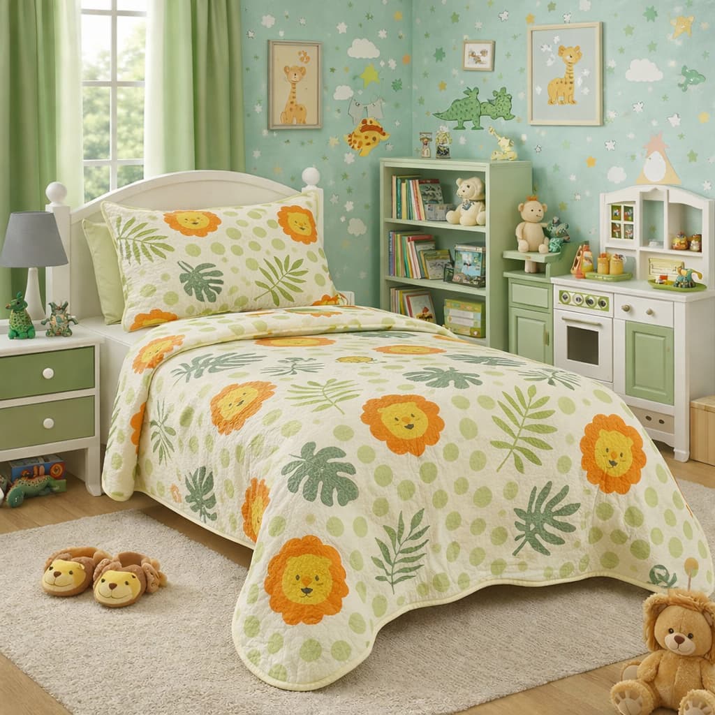 Kit Colcha Boutis Cobre Leito Solteiro Infantil Menina Menino Unissex 2 Peças Menino