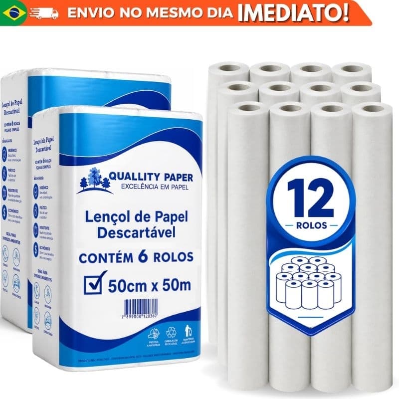 Lençol Descartavel Hospitalar rolo lencol 50x50 pacote com 12 rolos24