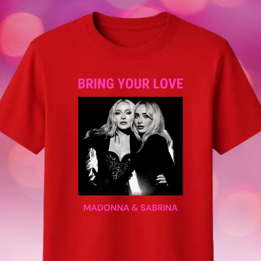 Camiseta Madonna E Sabrina Carpenter Bring Your Love Confessions on a Dance Floor Unissex