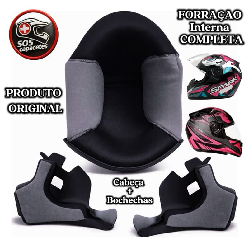 FORRO INTERNO e ACESSÓRIOS DO CAPACETE NEW SPARK