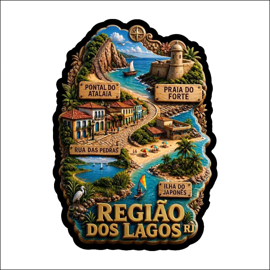 Ímã de Geladeira Região dos Lagos RJ, Cabo frio,  Buzios, Arraial do cabo