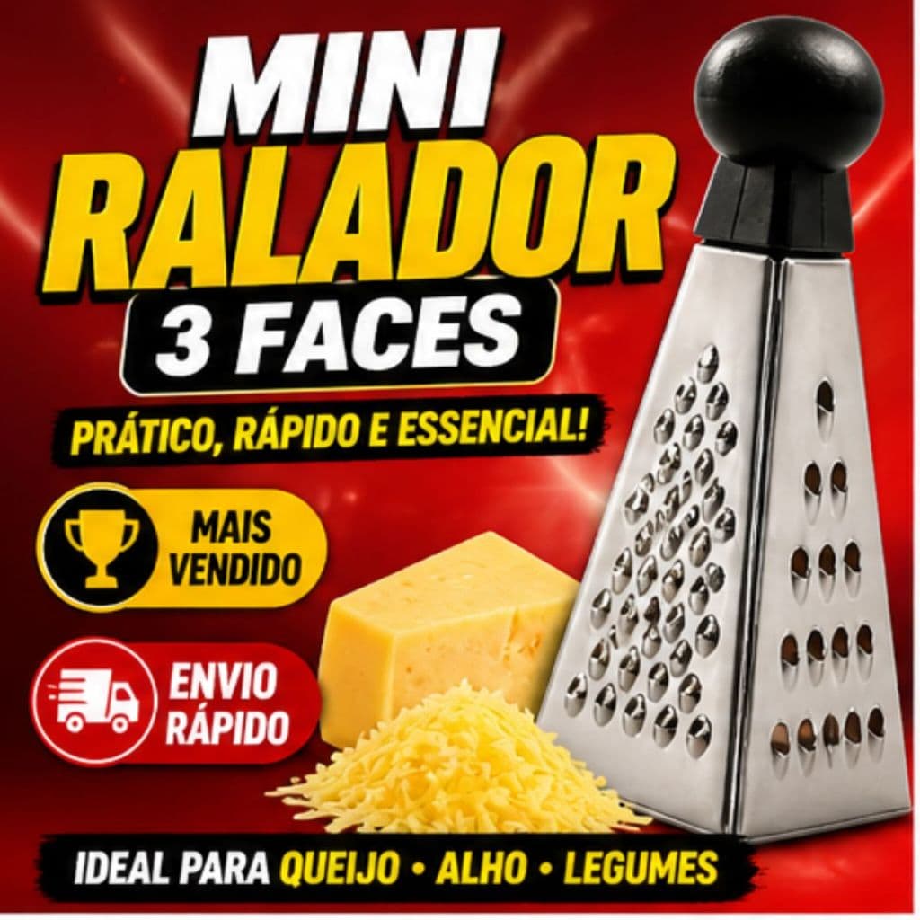 Ralador Pequeno 3 Faces Inox 9cm Mini Ralador Queijo Alho Cozinha Prático