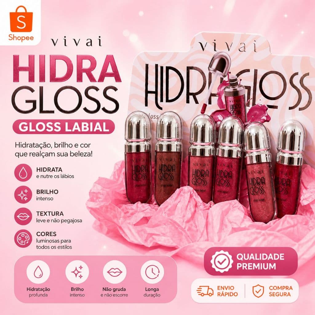 Gloss Labial Vivai Hidra Gloss Original | Hidratante, Brilho Intenso, Efeito Volume