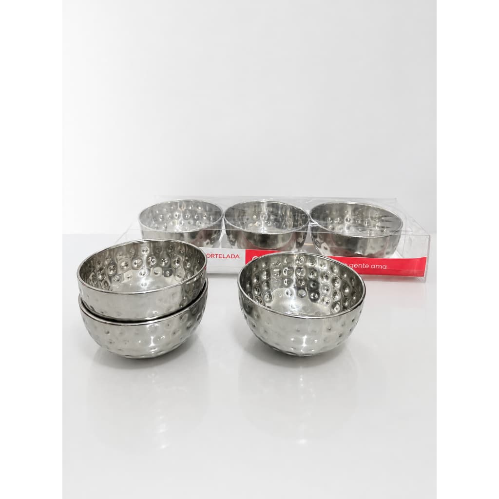 Kit Sobremesa com 6 potinhos Marcelado Prateado com 170ml