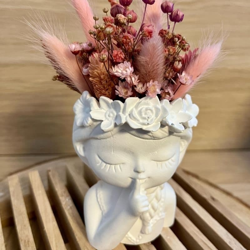 Vaso Decorativo Menina de Gesso para Flores Secas Estilo Boho Decoração moderna para Sala Quarto