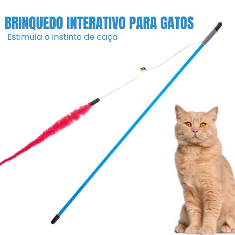 Varinha Interativa para Gatos com Pena – Brinquedo Divertido Anti Estresse Pet