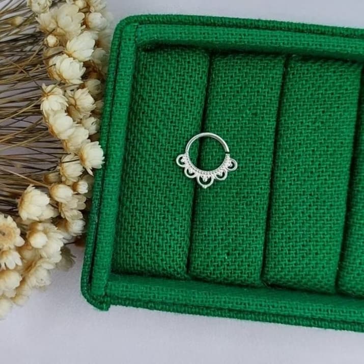 Piercing Indiano Nariz Septo e Helix Prata 925 Legítima