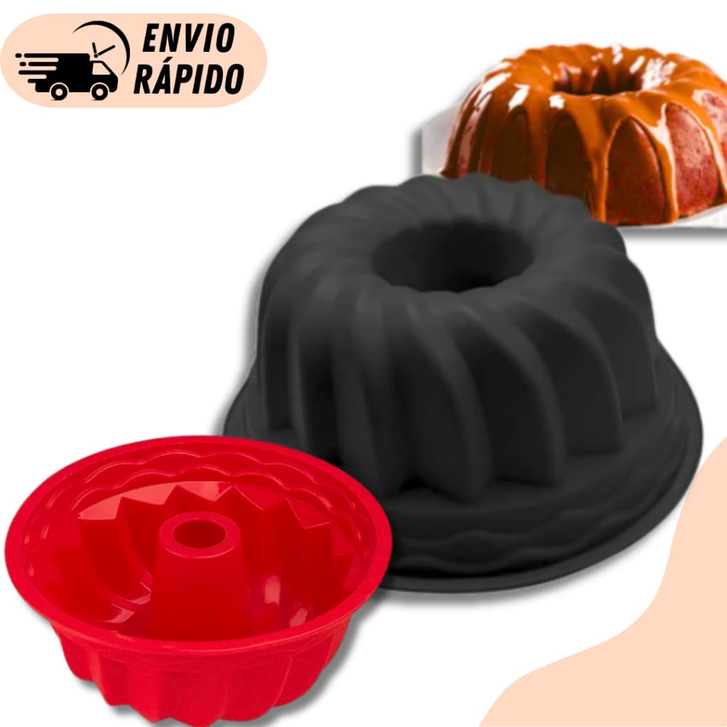 FORMA DE SILICONE GRANDE PARA BOLO C/FURO 25CM ANTIADERENTE RESISTENTE AO CALOR FÁCIL DESENFORMAR FLEXÍVEL PARA PUDIMCHE