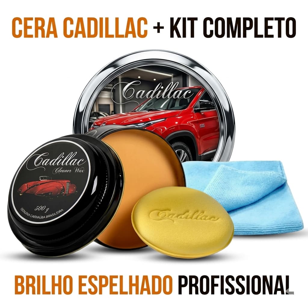 Kit Cera Cleaner Wax Cadillac 300g + Aplicador + Pano