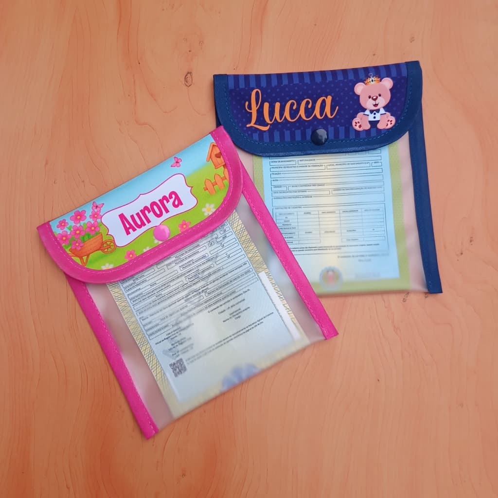 Necessaire para Certidão de Nascimento REDUZIDA/ Capa para MINI Certidão de Nascimento/ Porta Documentos do Bebê