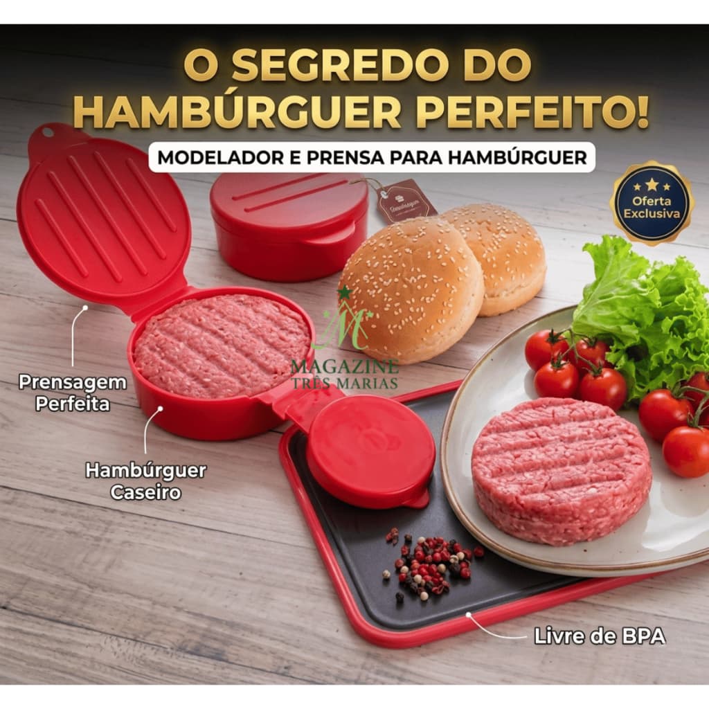 Hamburgueira Forma Para Hambúrguer Artesanal Recheado Caseiro Plasutil