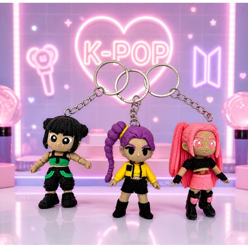 K-Pop Kit Chaveiros- Bonequinhas Estilo Cute articuladas  | Miniaturas 3D Coloridas