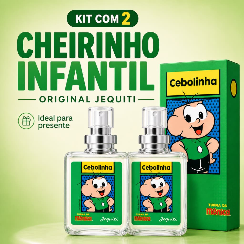 Kit 2 Colônia Cebolinha Jequiti Infantil Perfume Original Turma da Mônica Presente